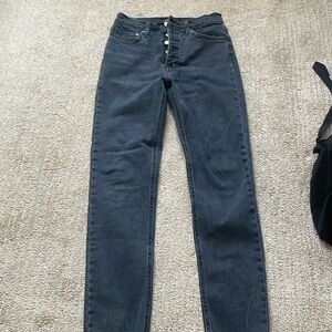 denim forum black button up jeans